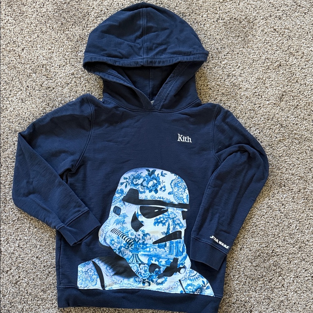 Kith x Star Wars Kids Hoodie in Dark Blue with Stormtrooper Graphic